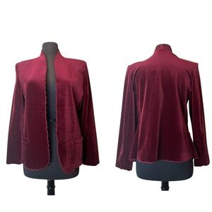 MINT Vintage Act III Off‑Red Faux Velvet Open Jacket Union Made New York Size M